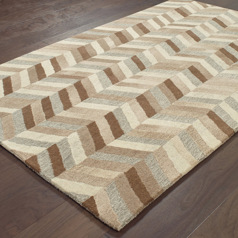 Tapis beige en laine touffeté à la main Aad, Rectangle 10 pi x 13 pi