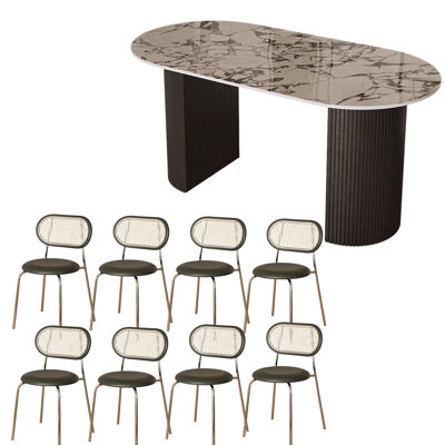 Durable Rock Panel Dining Table with Roman Legs