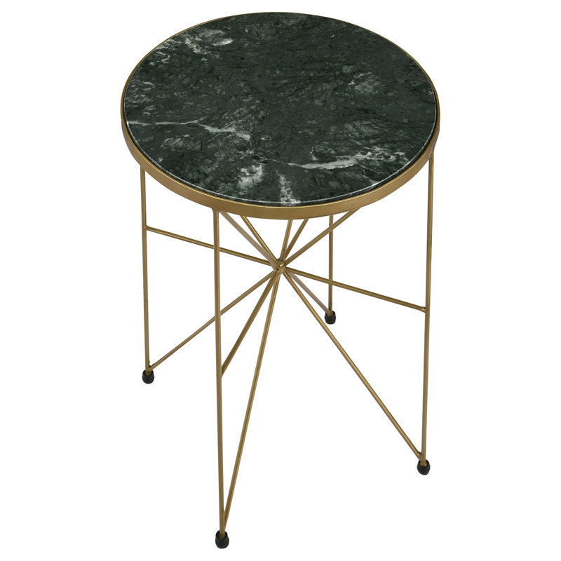 Sidney Antique Gold Round Marble Top Side Table