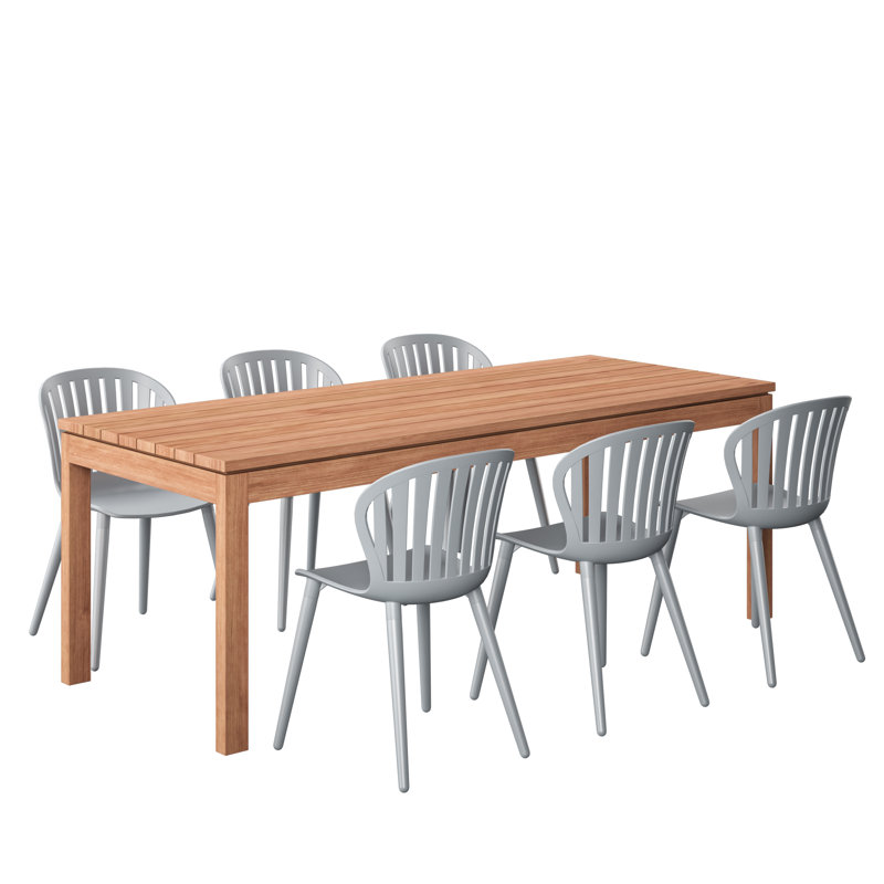 Ensemble repas d'extérieur 7 pièces Anautica, gris