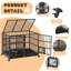 Caisse pour chien en acier robuste avec roues verrouillables, cloison amovible, portes doubles et plateau coulissant, conception spacieuse à bas seuil pour les grands chiens