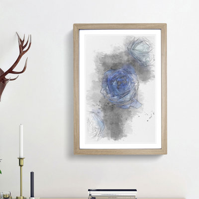 Trio of Blue Roses - Picture Frame Painting Print