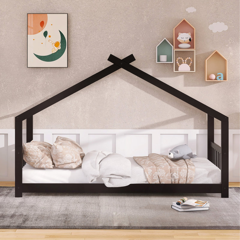 Lit en bois House House, Lit simple, Espresso