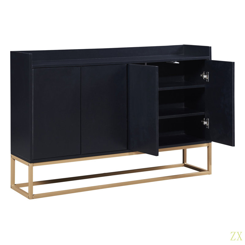 Buffet moderne et élégant avec grand espace de rangement pour la salle à manger et le vestibule, Noir