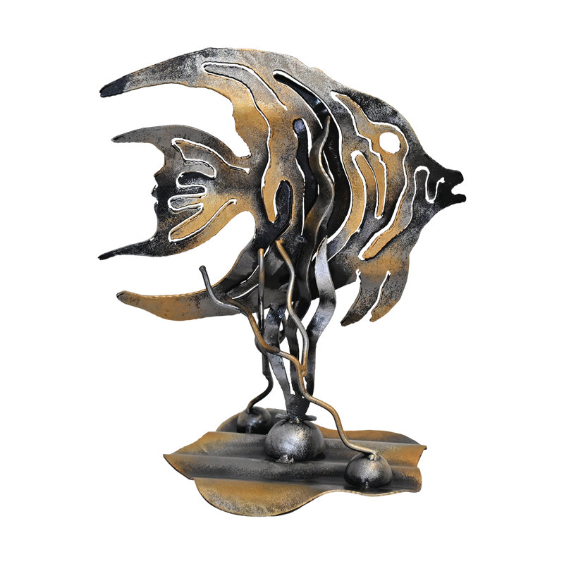 STEEL IDOL FISH TABLE SCULPTURE