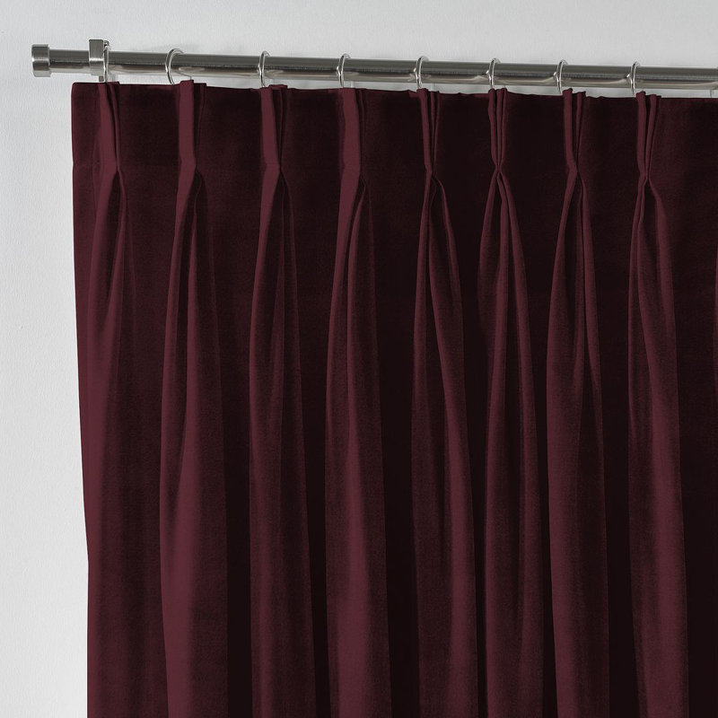 Velvet Semi Sheer Single Curtain Panel, 130cm Width x 450cm Drop, Burgundy