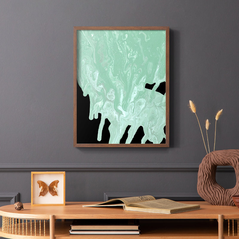 «Teal Cascade I», reproduction encadrée - bois massif, Brun, H 28 po x l 22 po