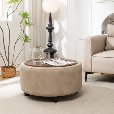 Bryonie Round Cocktail Ottoman with Storage