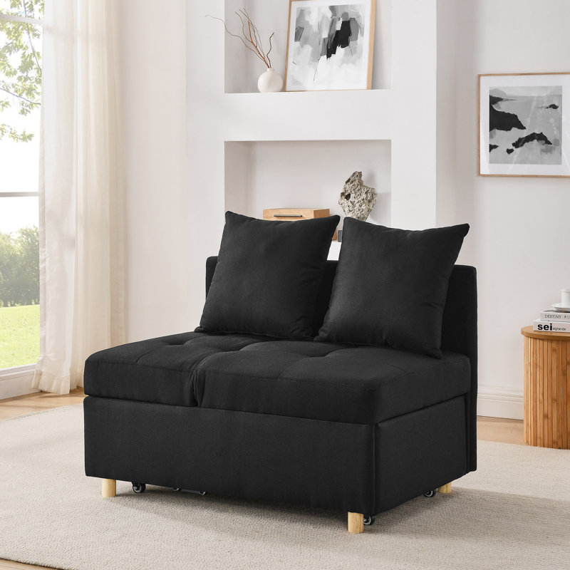 Fauteuil convertible convertible avec dossier et fauteuil inclinable avec canapé-lit et roulettes, tissu en lin moderne pour le salon pour les espaces restreints