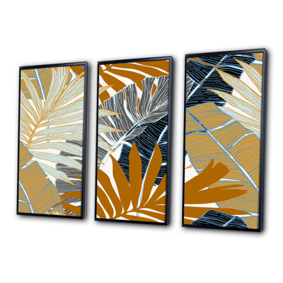 «Abstract Tropical Summer Palm Tree & Banana Leaves», impression sur toile flottante 3 pièces