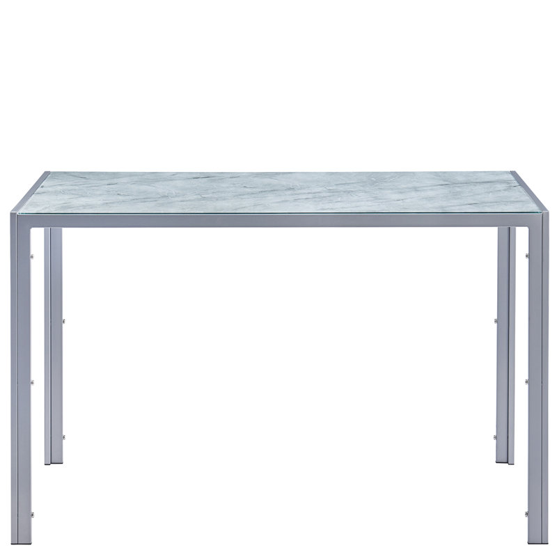 Helsea Glass Top Metal Base Dining Table, Gray