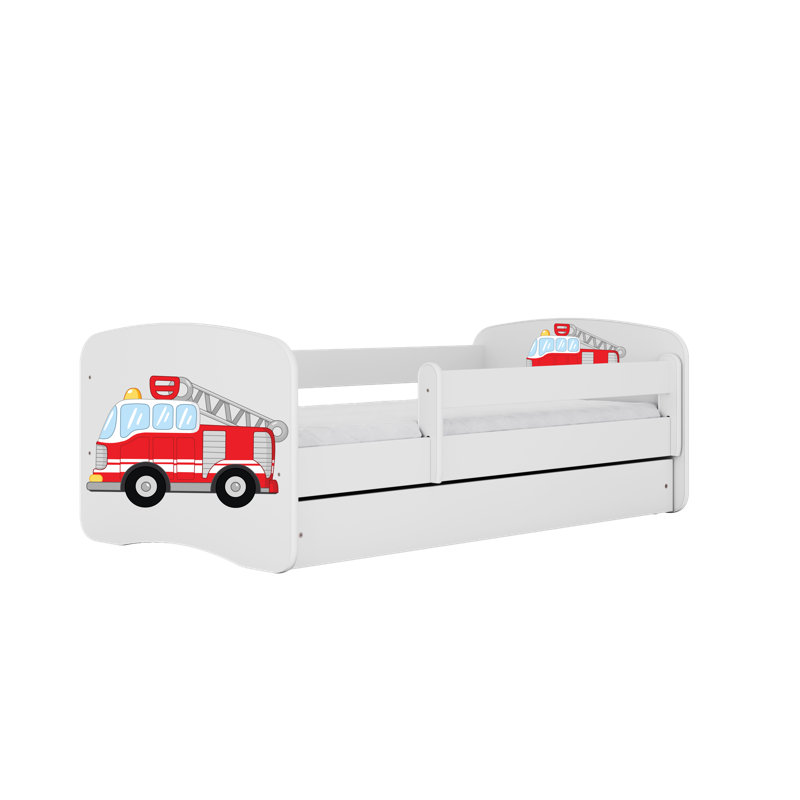 Cicero Drawer Convertible Bed and Mattress, White, European Toddler (80 x 160 cm)