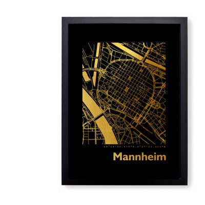 Mannheim Map - Single Picture Frame Print