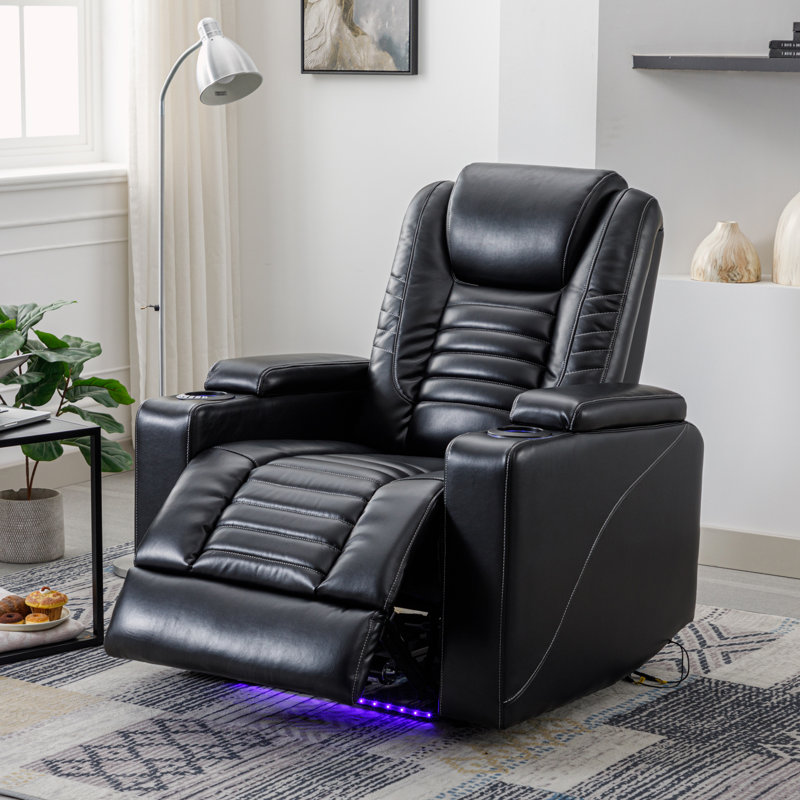 Fauteuil inclinable électrique Mykhajlo, Similicuir noir
