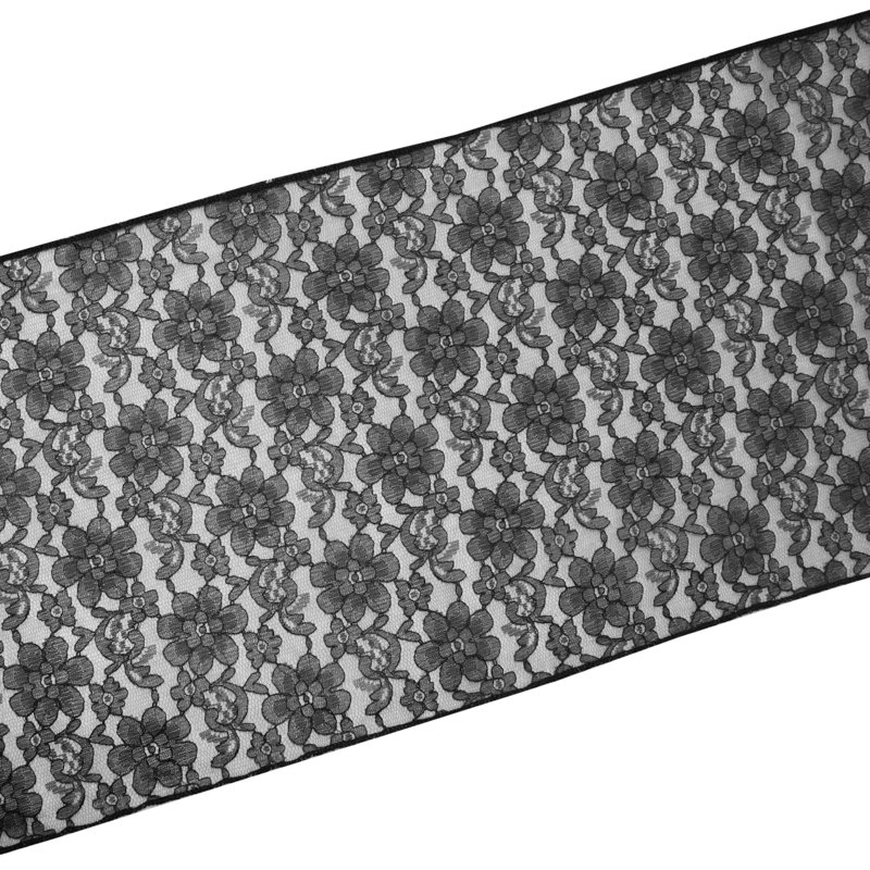 Bagdonas Floral Lace Table Runner, 12" W x 144" L, Black