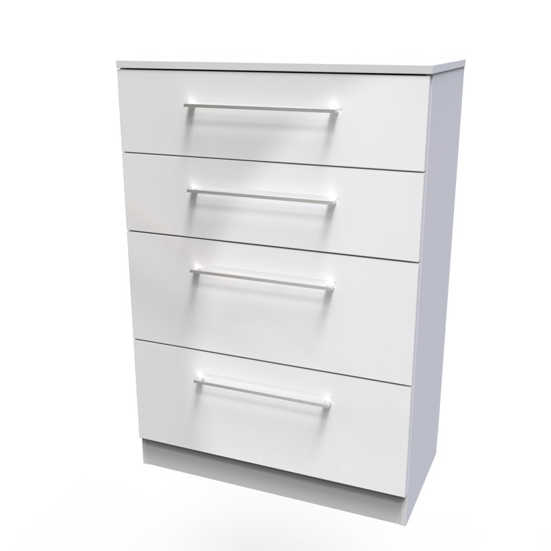 Fully Assembled Aiswarya 4 - Drawer Chest of Drawers, White Gloss