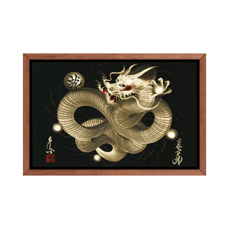 " Impending Sky Dragon " by One-Stroke Dragon, 26" H x 40" W x 1.5" D, Classic Wood Framed Canvas