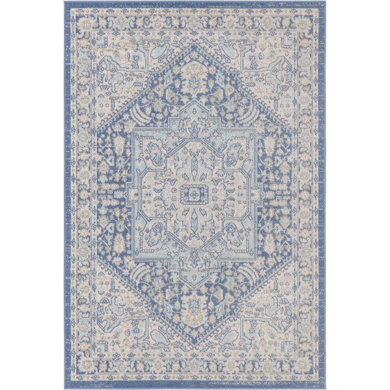 Tapis oriental bleu Shailena, Rectangle 5 pi 3 po x 8 pi