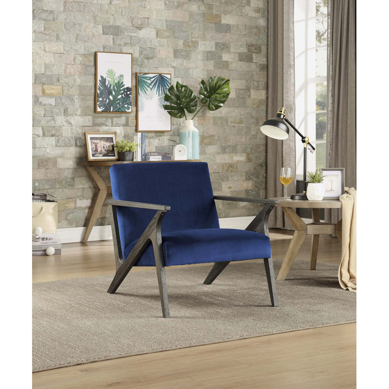 Chaise d'appoint en velours d'hévéa massif de style rétro
