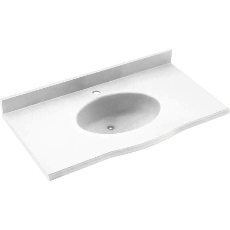 61'' Solid Surface Single Bathroom Vanity Top with Sink, White