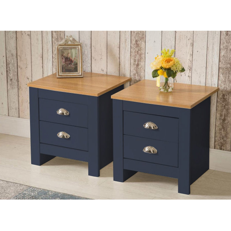 Amarelis 45cm W Manufactured Wood Bedside Table, Blue