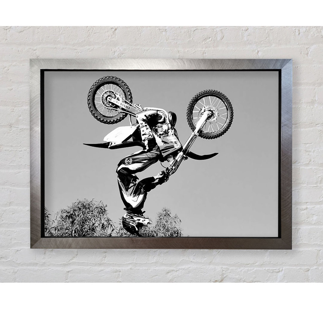 Motocross Freestyle Upside Down Flip B N W - Drucken