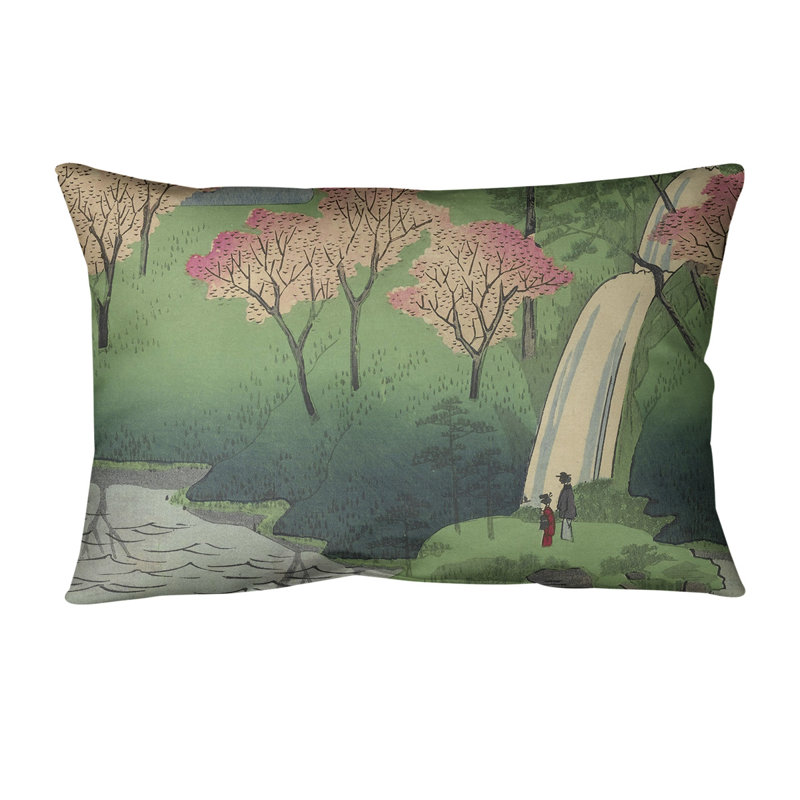 Coussin lombaire chiyogaike étang, Rose, Faux lin
