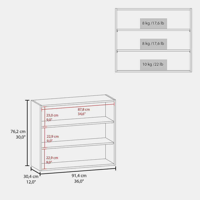 Armoire murale de rangement ouverte en noyer teint