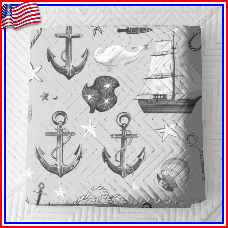 Couvre-lit matelassé Nautical Anchor Shells, Double