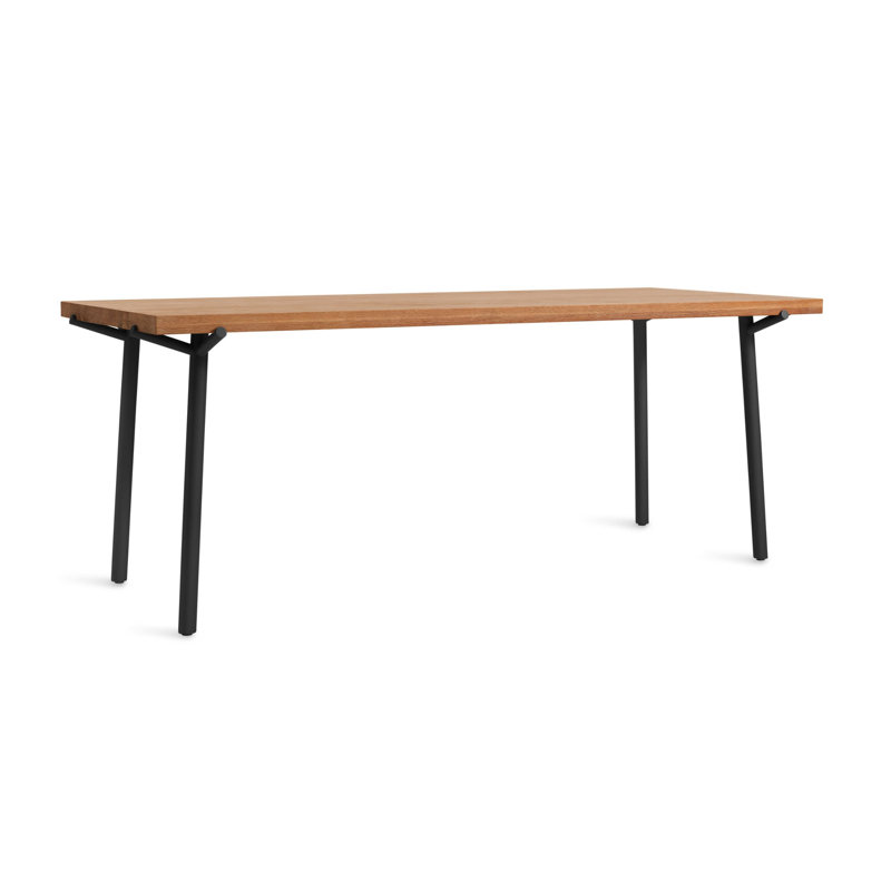 Branch Oak Solid Wood Top Dining Table, 33" W x 76" L, Black, Oak