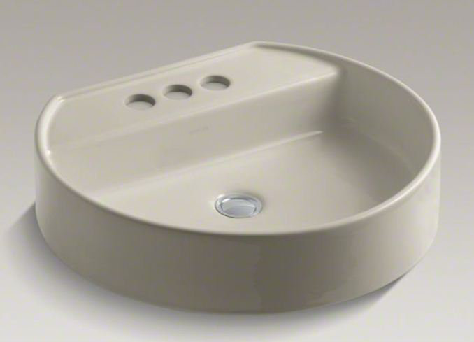 Chord Wading Pool Vessel Bathroom Sink, White, 4" Centers