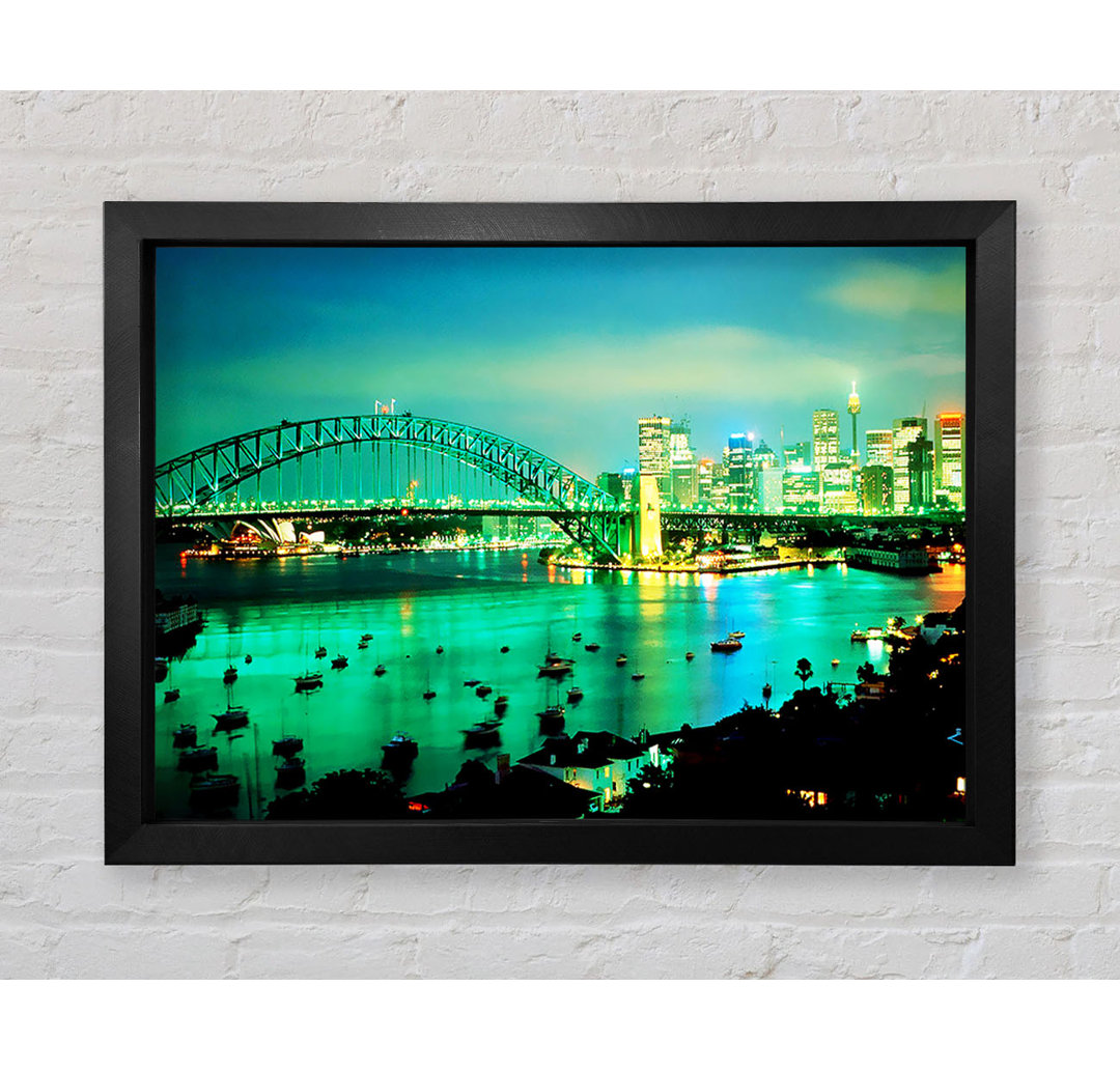 Sydney Harbour Bridge Green Glow - Einzelner Bilderrahmen Kunstdrucke