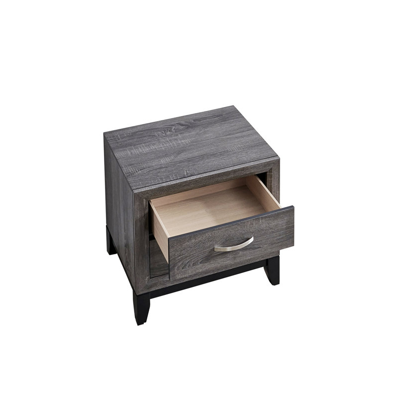 Table de chevet simple avec 2 tiroirs de rangement, Gris