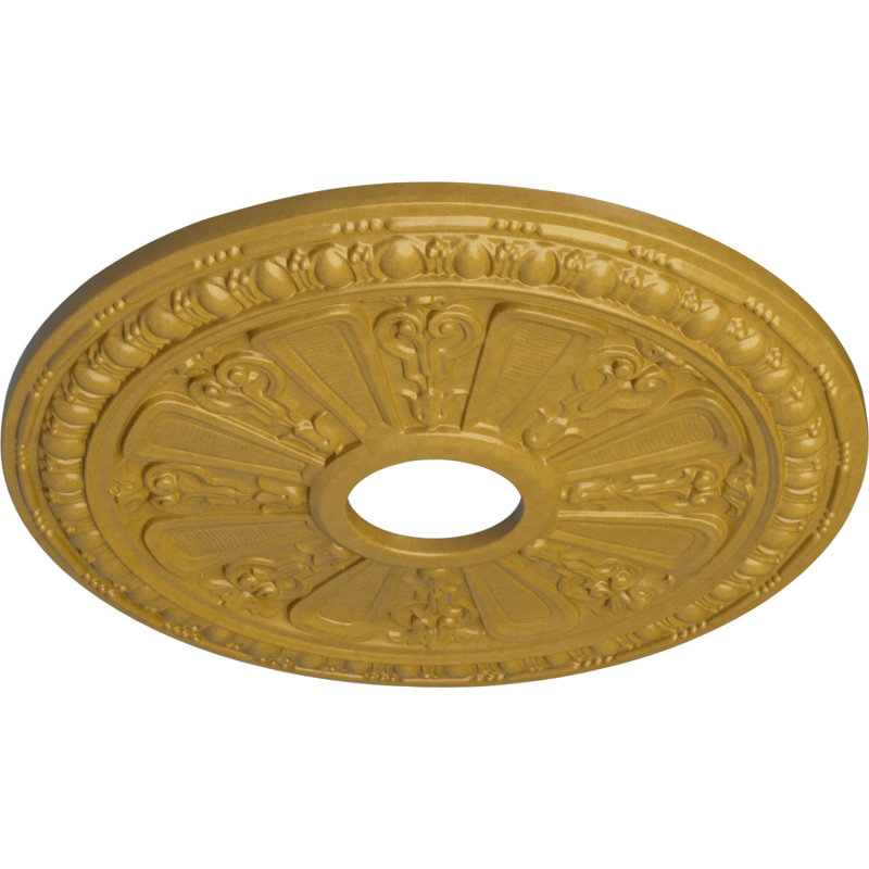 Endurathane Spring Leaf Ceiling Medallion, 19 7/8"OD x 3 5/8"ID x 1 1/4"P (Fits Canopies up to 5 5/8")Hand-Painted Clear Yellow Finish