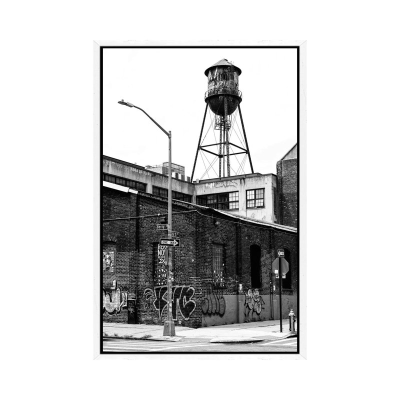 Brooklyn Water Tank by Philippe Hugonnard - Print on Canvas, White Floater Framed, 152.4cm H x 101.6cm W x 3.81cm D