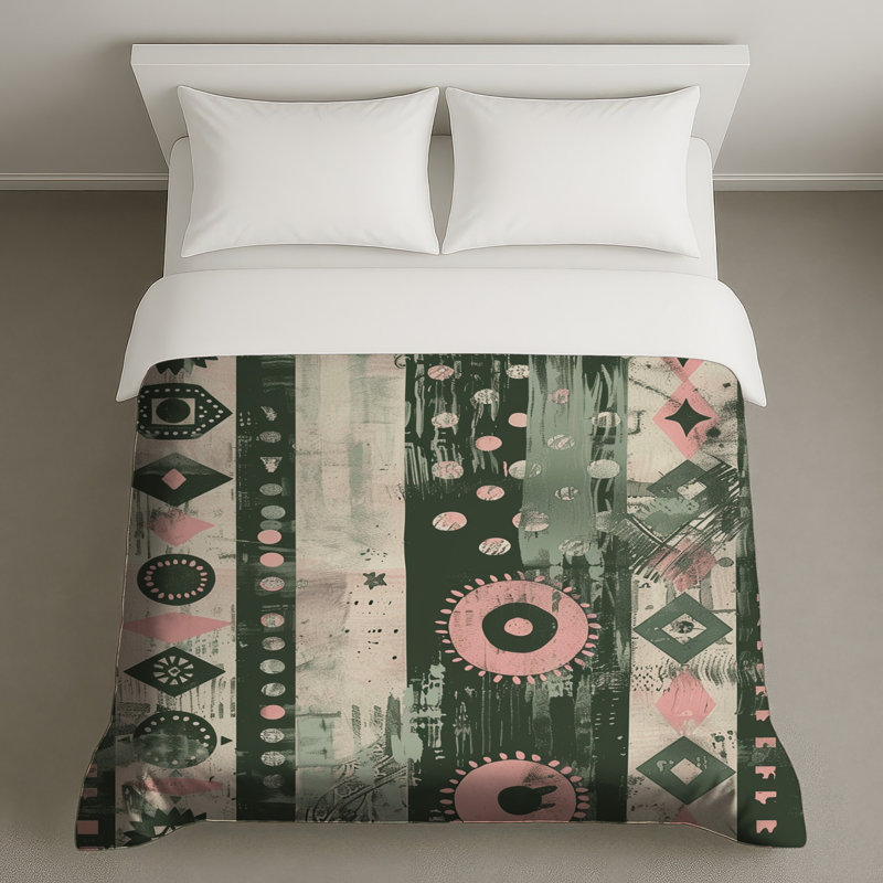 Housses de couette à motif tribal géométrique, Très grand lit