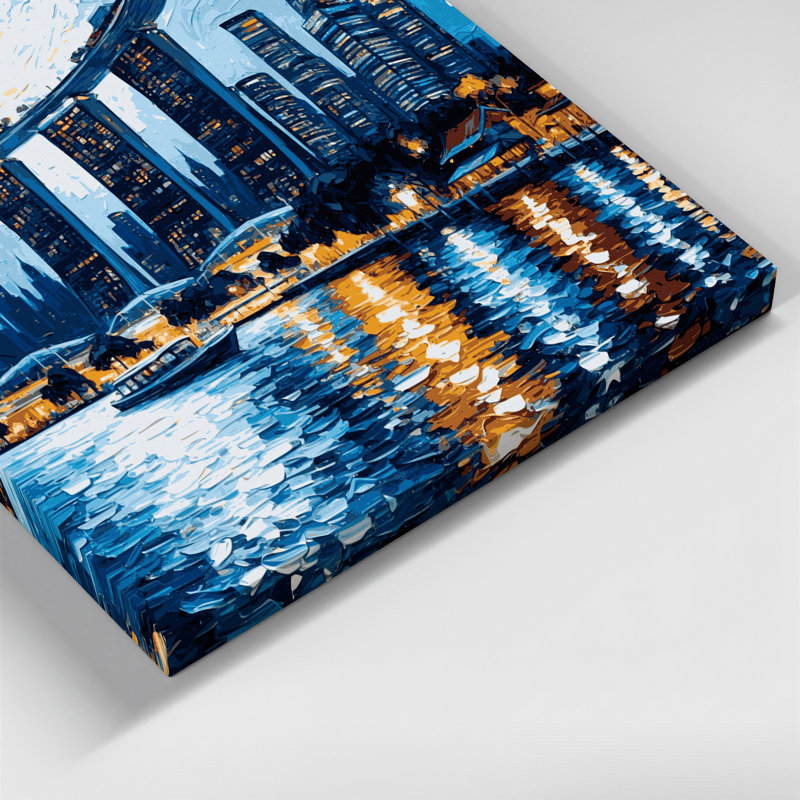 Art mural sur toile bleue avec «Cities singapour», H 12 po x l 12 po