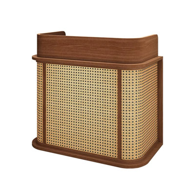 Practical Handwoven Rattan Hostess Stand with 2 Doors 2 Drawers