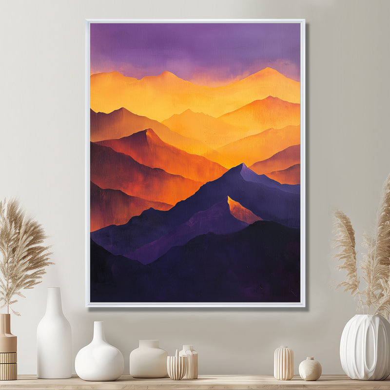 «Gherarda Lavender Peaks At Dusk II - Mountains», reproduction sur toile encadrée, H 20 po x l 12 po, Blanc