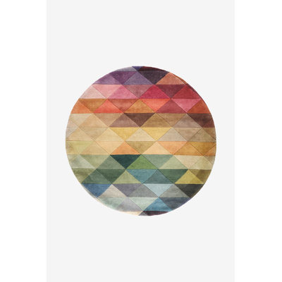 Round Laverton Chequered Wool Hand Woven Area Rug