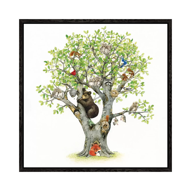 Animal Tree by Tracy Lizotte - Painting on Canvas, Black Framed, 93.98cm H x 93.98cm W x 3.81cm D