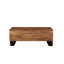 Table basse rectangulaire relevable, style américain traditionnel, bois de manguier massif, finition polie brune, piètement traîneau, grand espace de rangement, profondeur 109 cm, largeur 61 cm, hauteur 41 cm, poids 42,5 kg