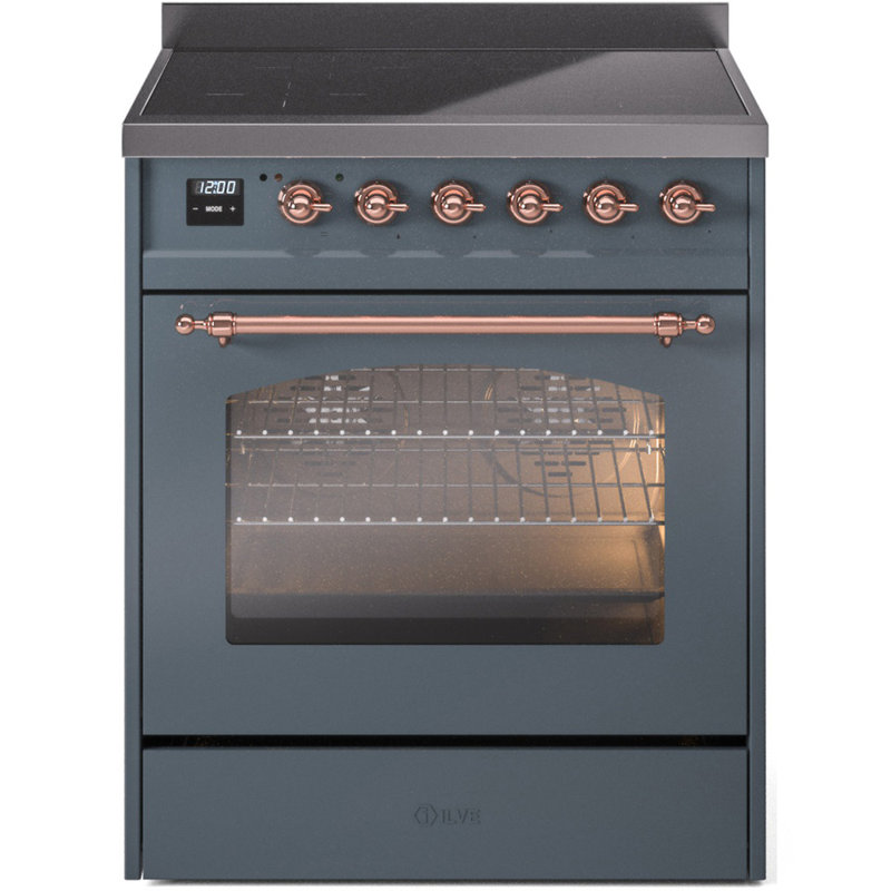 ILVE Nostalgie II 30 in Induction Range, Blue Gray/Copper