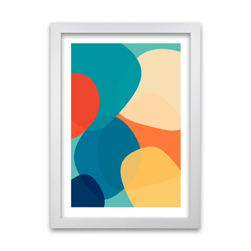 Abstract Multicolour Design Original - Print, 30cm H x 21cm W x 3cm D, White Frame