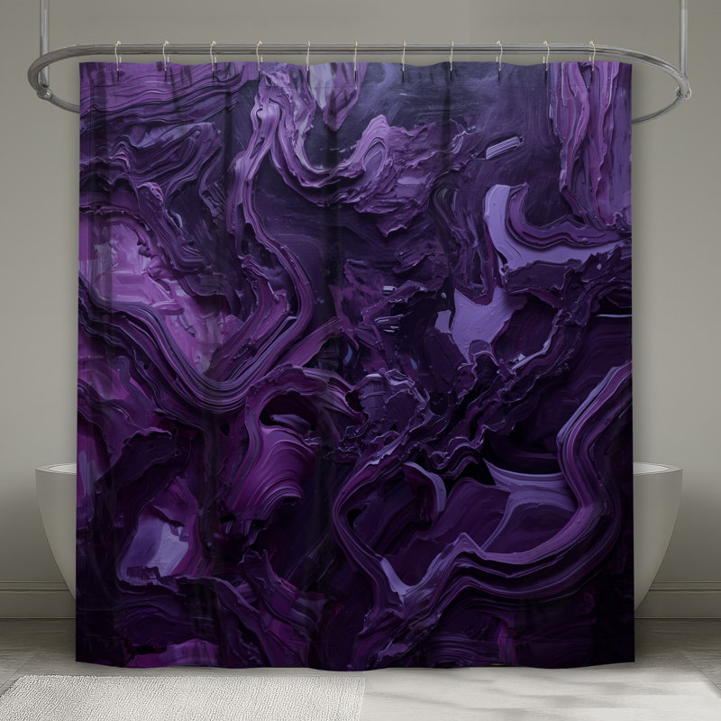 Rideaux de douche mauves à tourbillons abstraits très longs, L 70 po x H 72 po