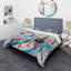 Ensemble de housse de couette à motif géométrique abstrait bleu et rose-101240965