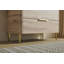 Meuble-lavabo de salle de bain 36 po Amara, armoire de rangement en contreplaqué ultra-mince à rebords courbés autoportants, 3 tiroirs, lavabo intégré en pierre frittée blanc de Carrare, pré-assemblé, couleur grain de bois de chêne clair-319324668-319324669