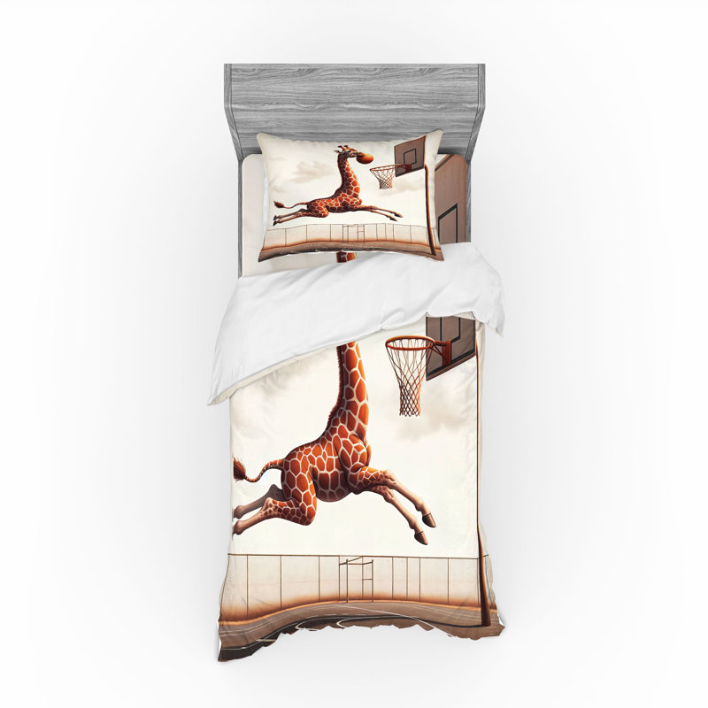 Ensemble de literie de basket-ball Ambesonne et cannelle blanc cassé vert, Housse de couette simple + 6 pièces supplémentai