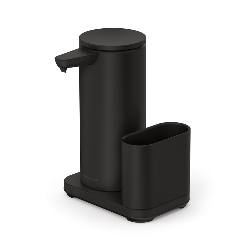 14 oz. liquid sensor pump with caddy, high-grade matte black steel, Black