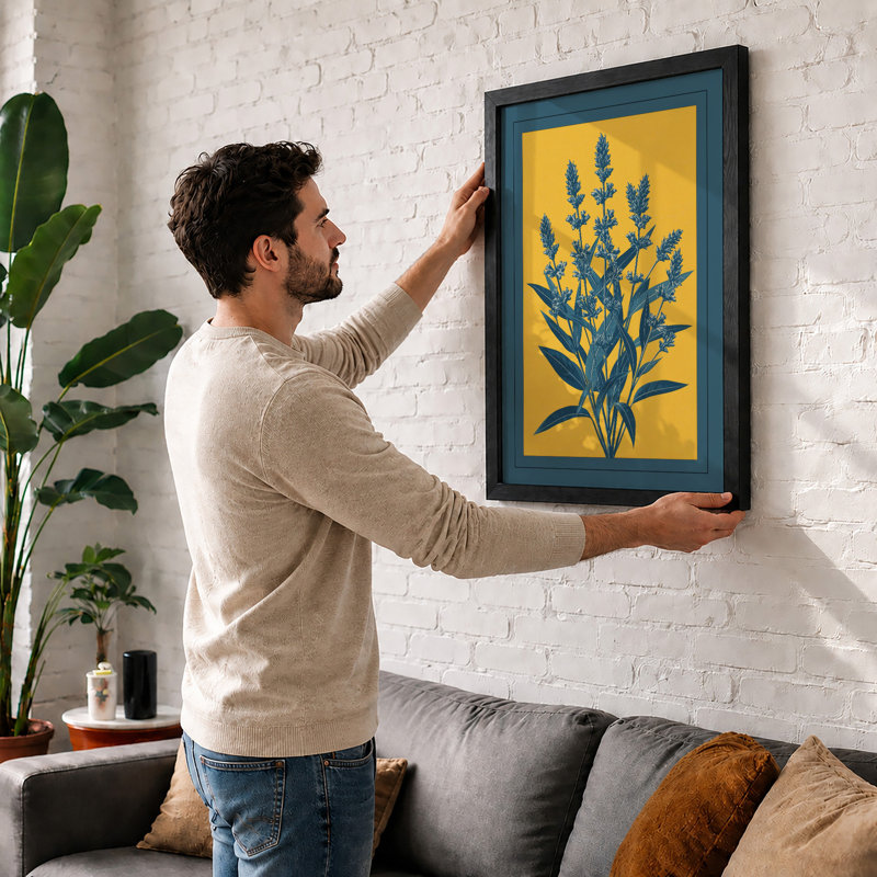 Flowering Spikes Botanical - Framed Print, A3 - 42.0 x 29.7 cm, Black
